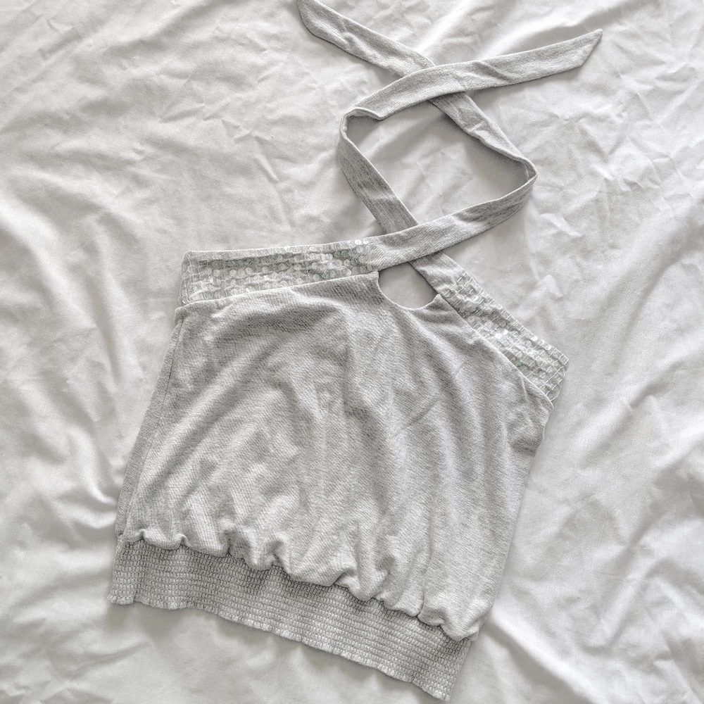 Armani Grey Halter Crop Top with Sequence